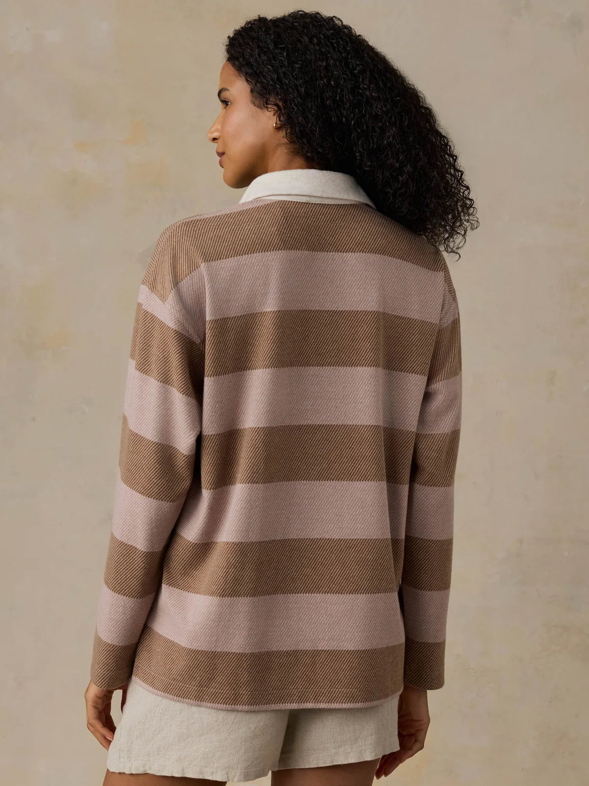 Faherty Legend Sweater Ruby Popover- Solar Sands Stripe