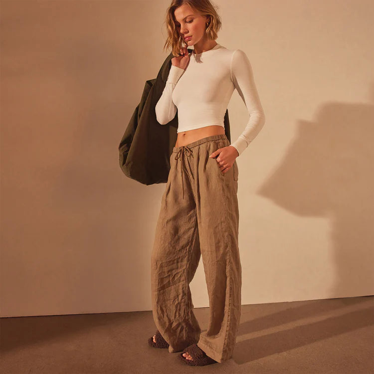 James Perse Wide Leg Relaxed Linen Pant WKO1443