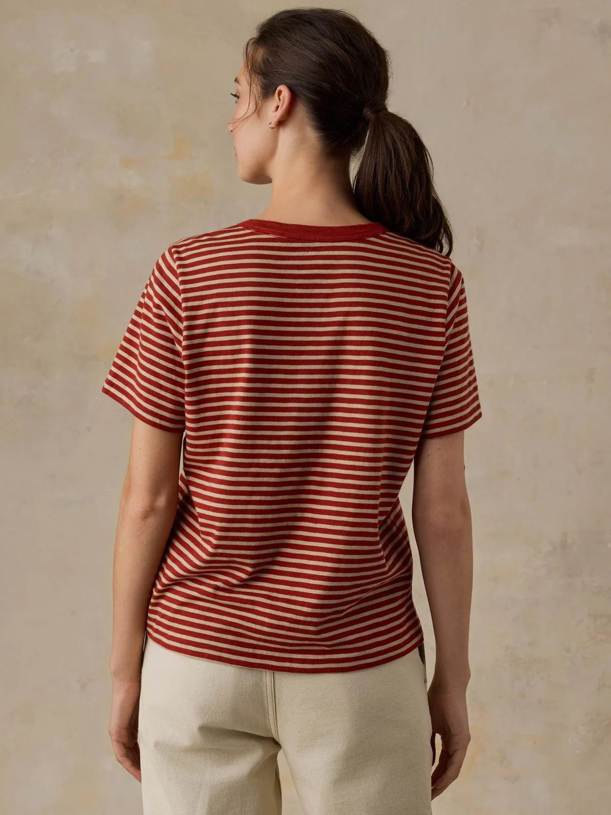 Faherty Sunwashed Essential Tee- Red Ochre Mini