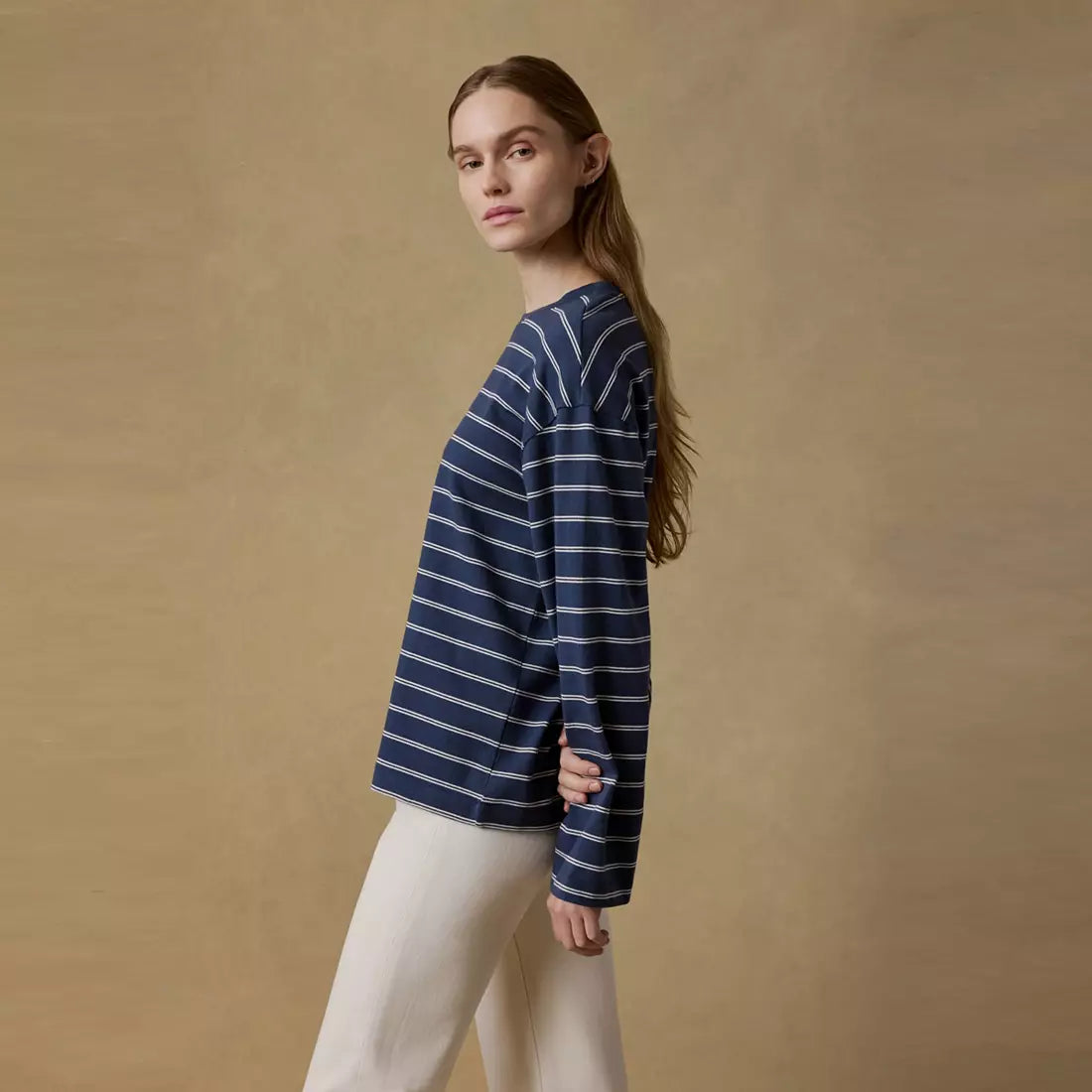 Faherty Sport Jersey Long Sleeve Vintage Tee- Harbor Stripe