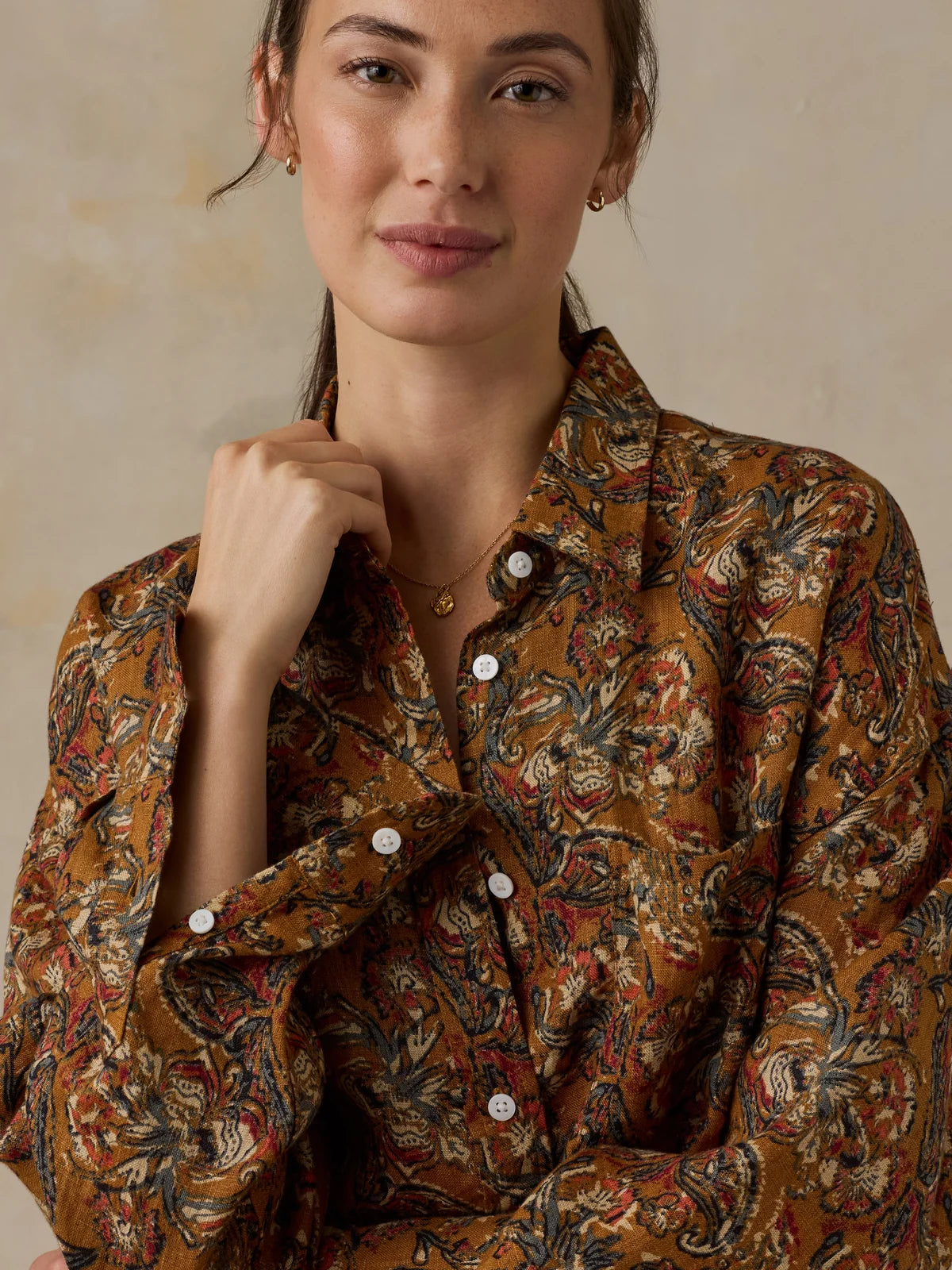 Faherty Linen Oversized Shirt- Victorian Garden