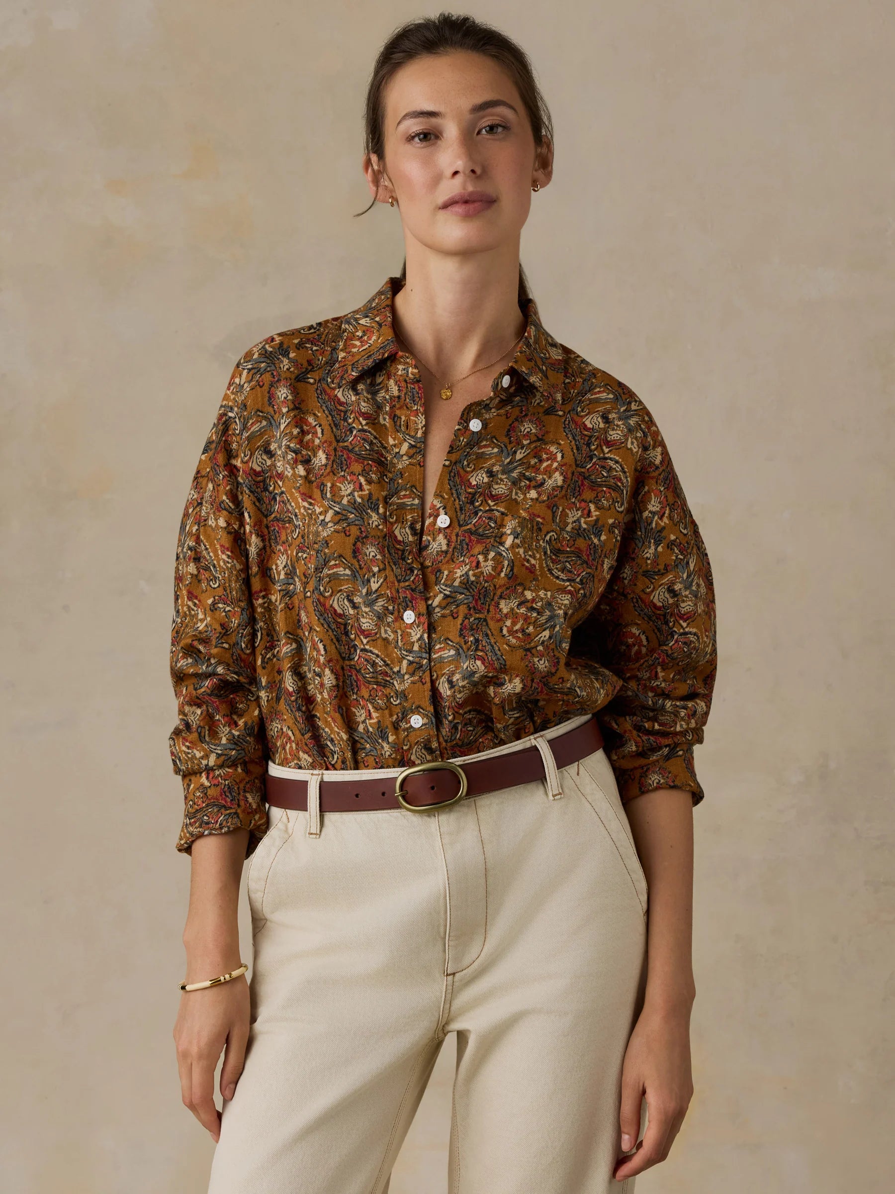 Faherty Linen Oversized Shirt- Victorian Garden