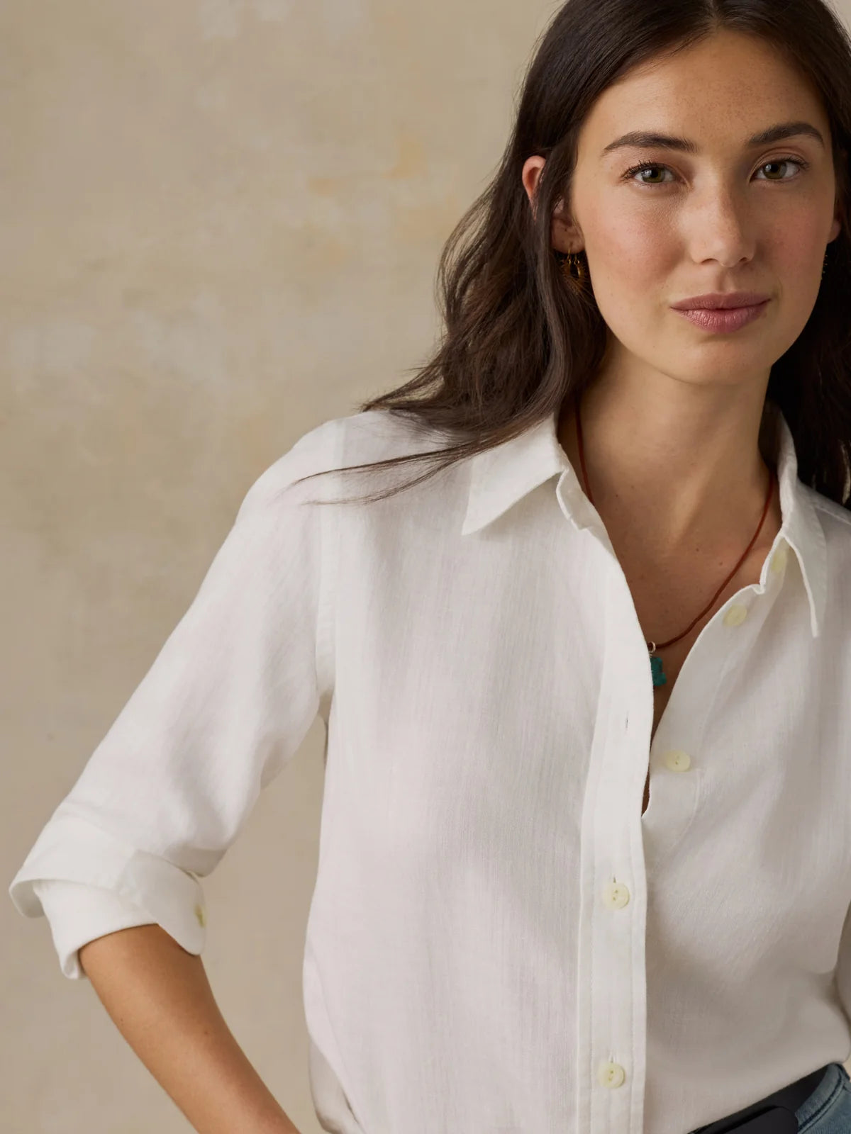 Faherty Tride & True Chambray Classic Shirt- White