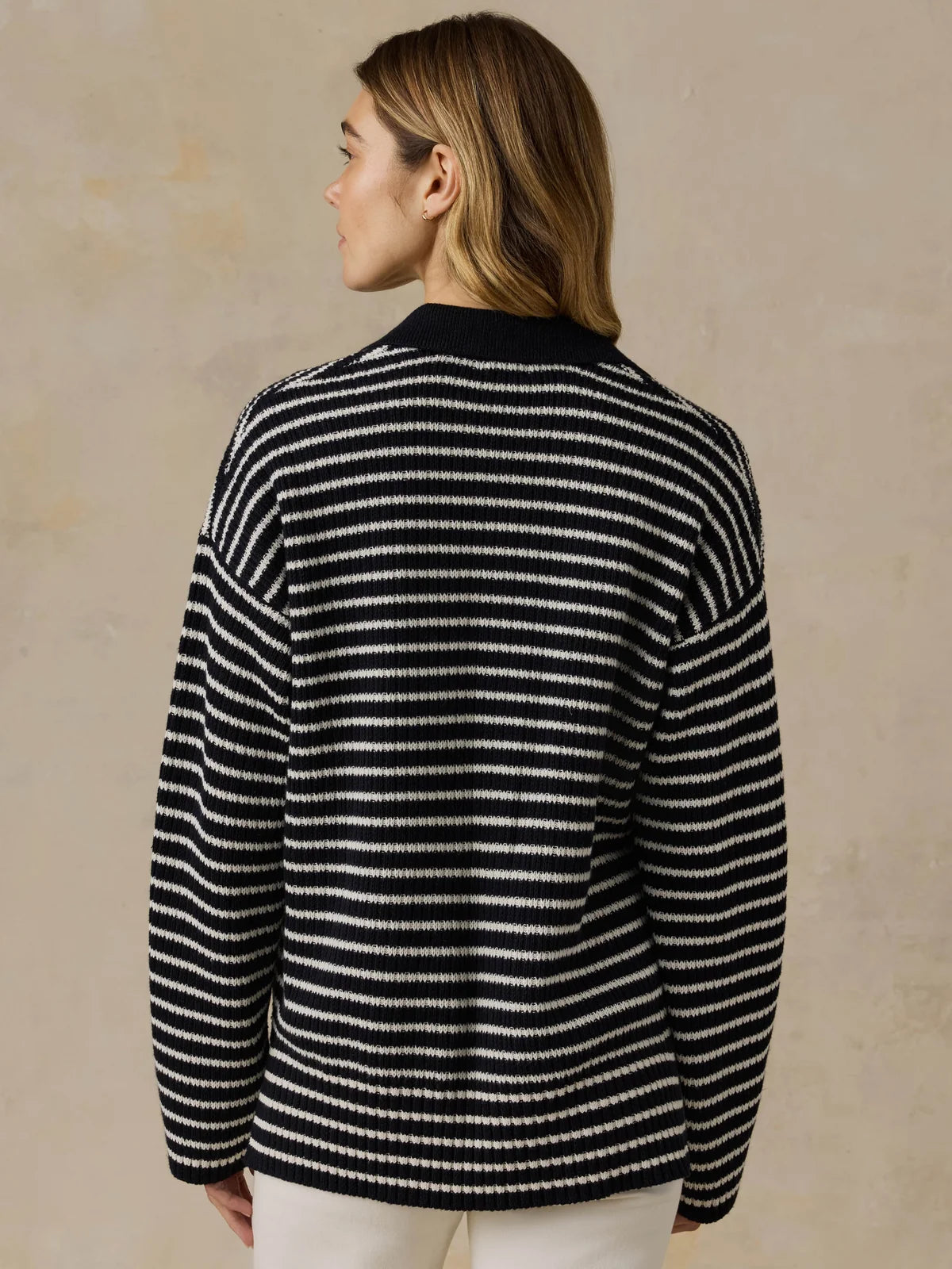 Faherty Miramar Linen Relaxed Polo - Black Reef Stripe