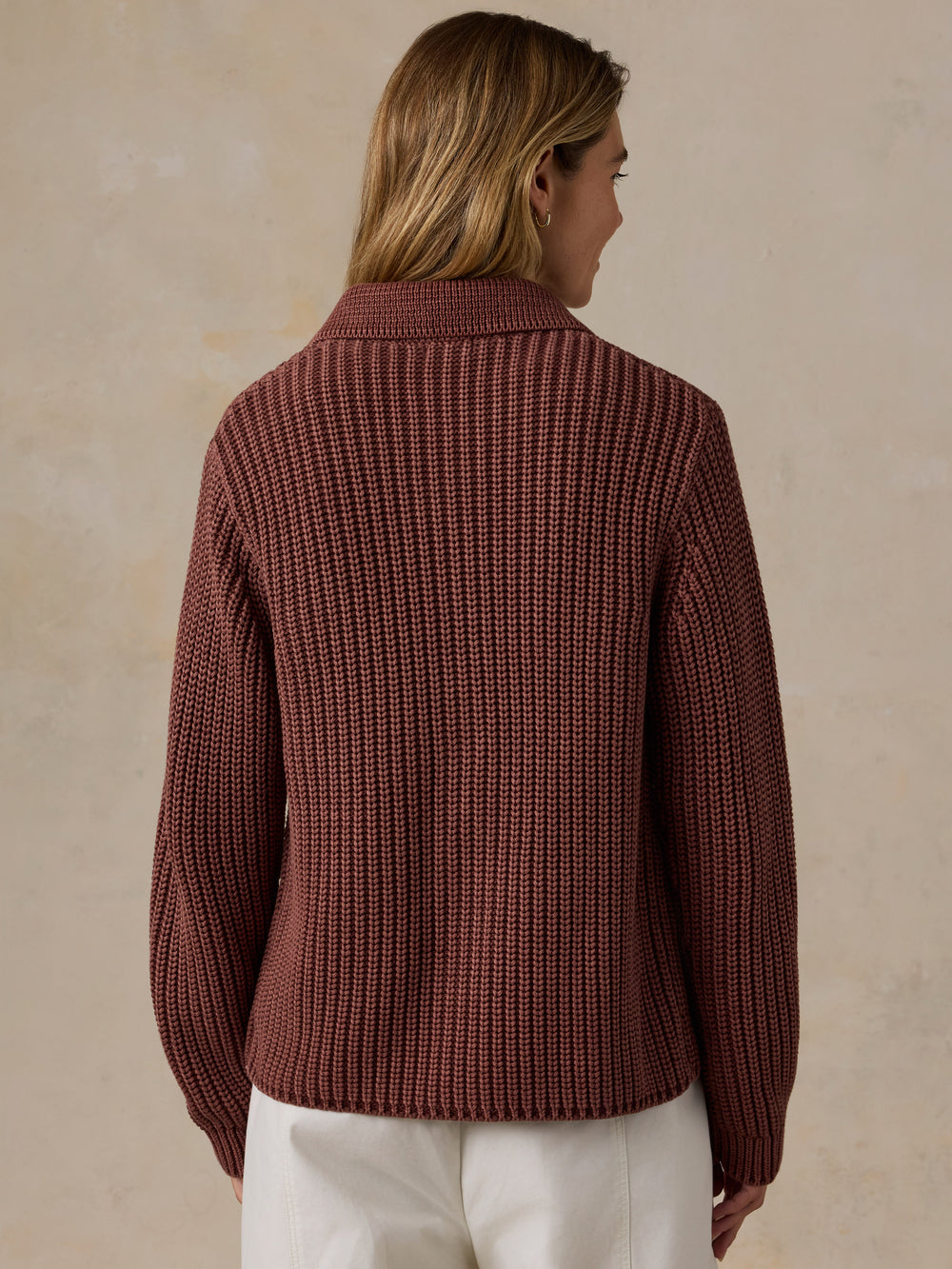 Faherty Sunwashed Cotton Lodge Cardigan - Sunwashed Redwood