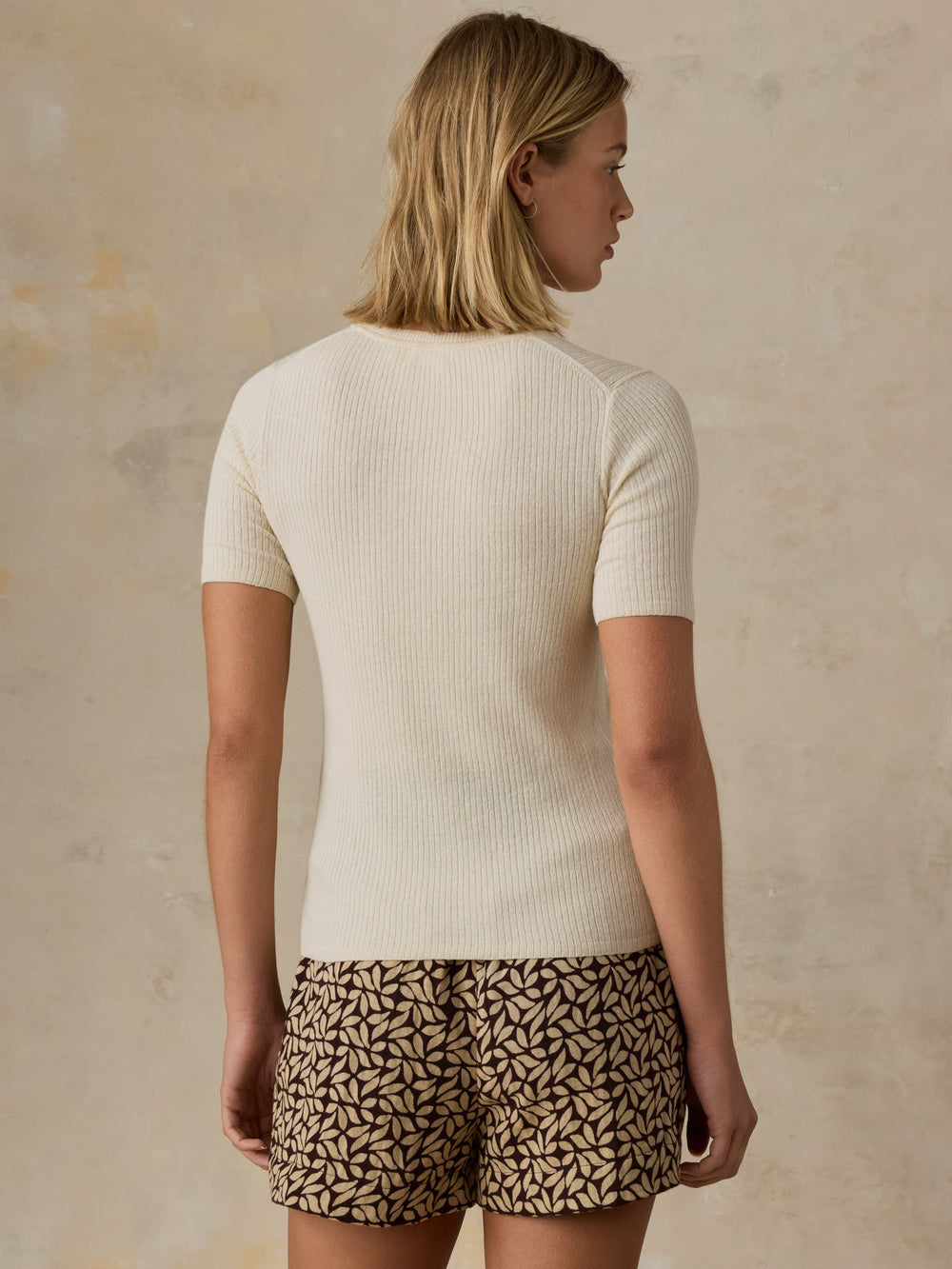 Faherty Miramar Linen Mini Rib Tee - Summer Sand
