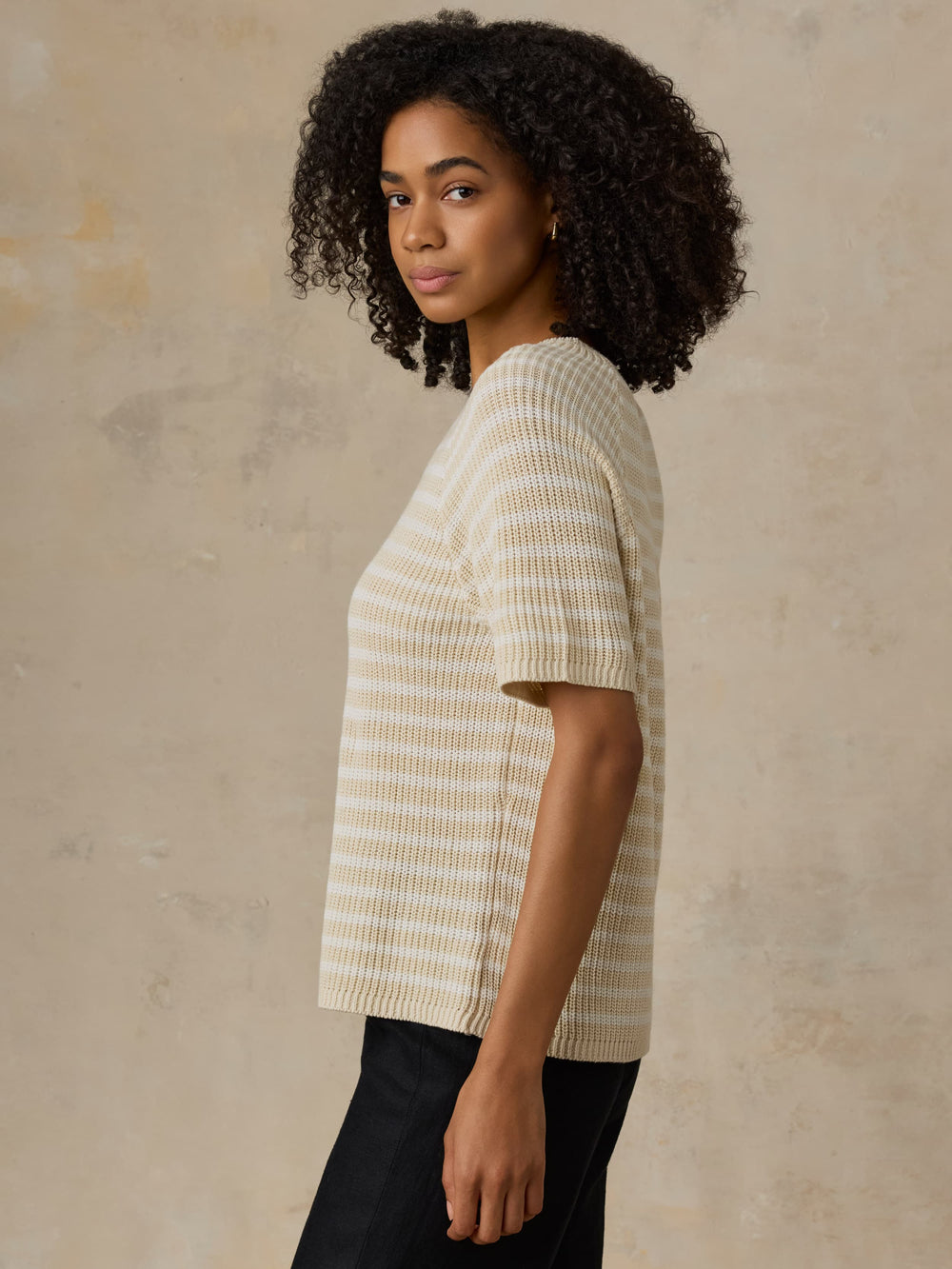 Faherty Miramar Linen Tee - Sand Lines