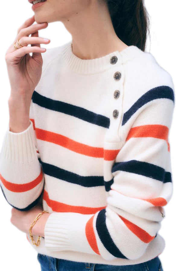 White + Warren Cashmere Striped Sweater 21635