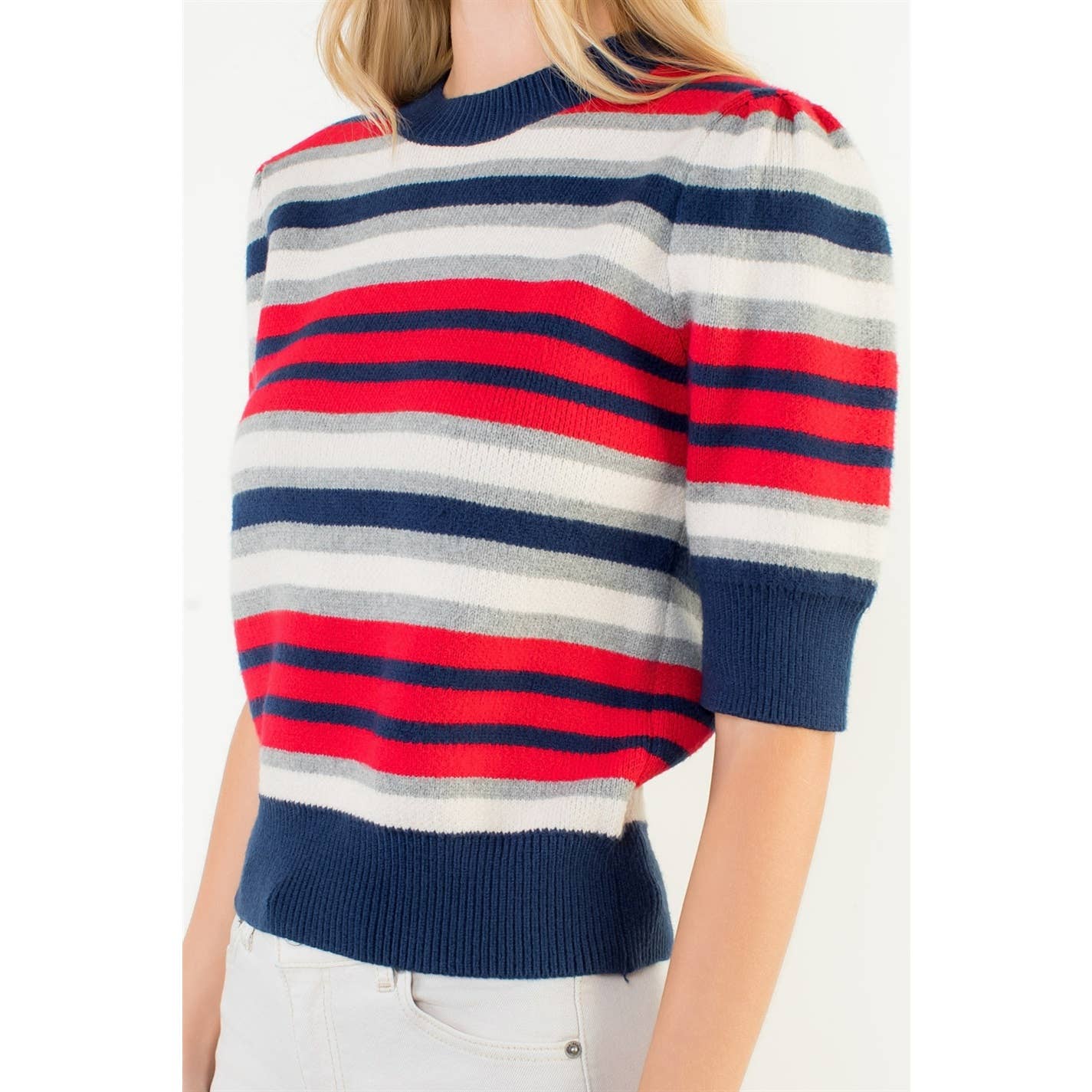THML Short Sleeve Multi Color Knit Top