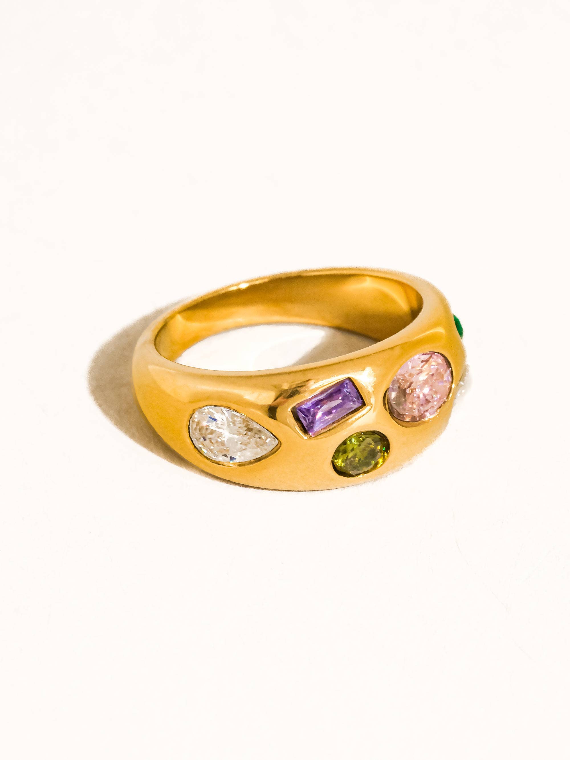 Flânerie Orlume 18K Gold Non-Tarnish Colorful CZ Dome Ring
