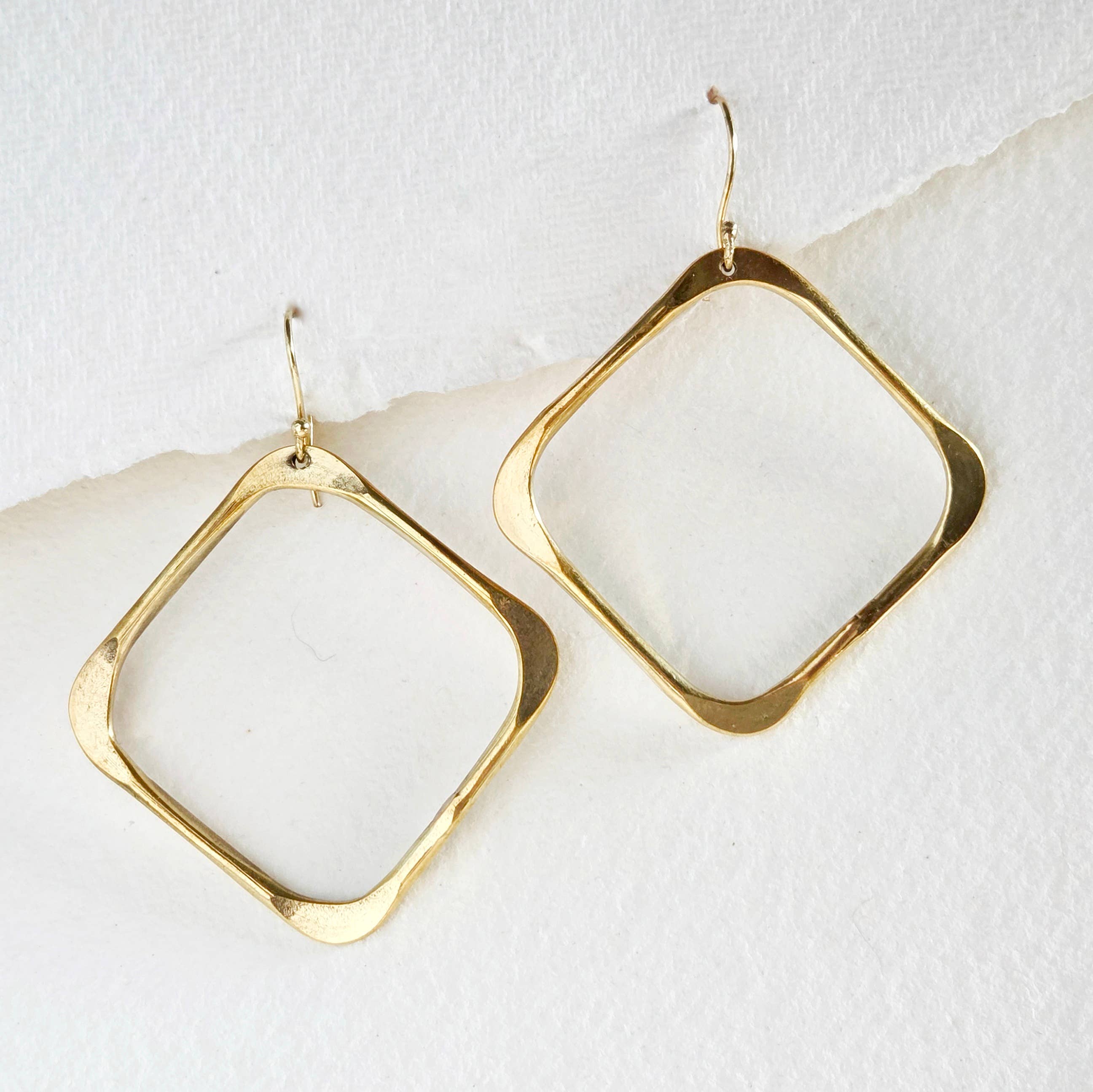 Bisjoux Brass Geo Square Hoop Earrings