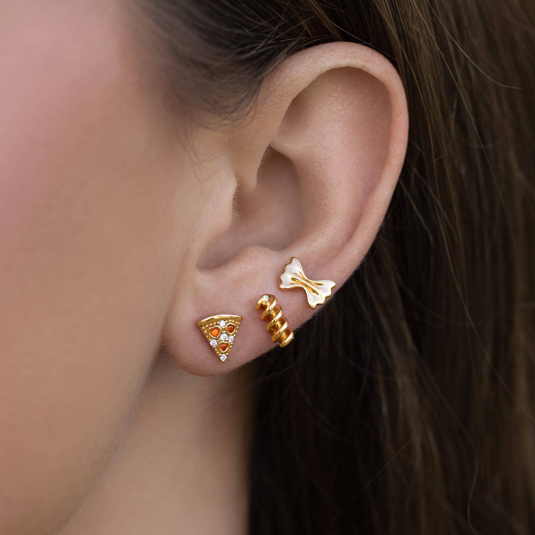 Girls Crew Pepperoni Pizza Studs