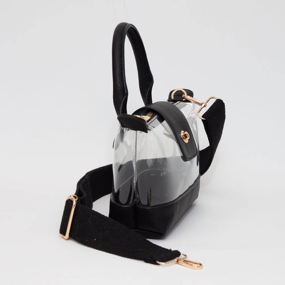 Catherine's Game Day Faux Leather Compact Transparent Top Handle Crossbody Bag