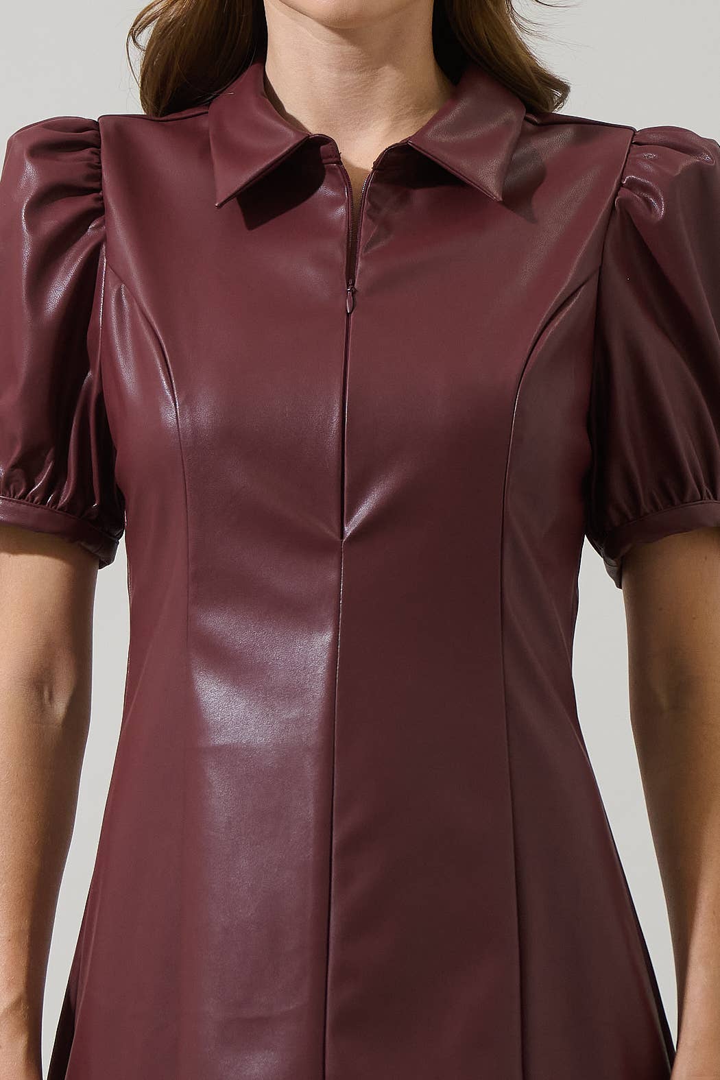 Sugarlips Anisa Leather Kezzy A-line Mini Dress