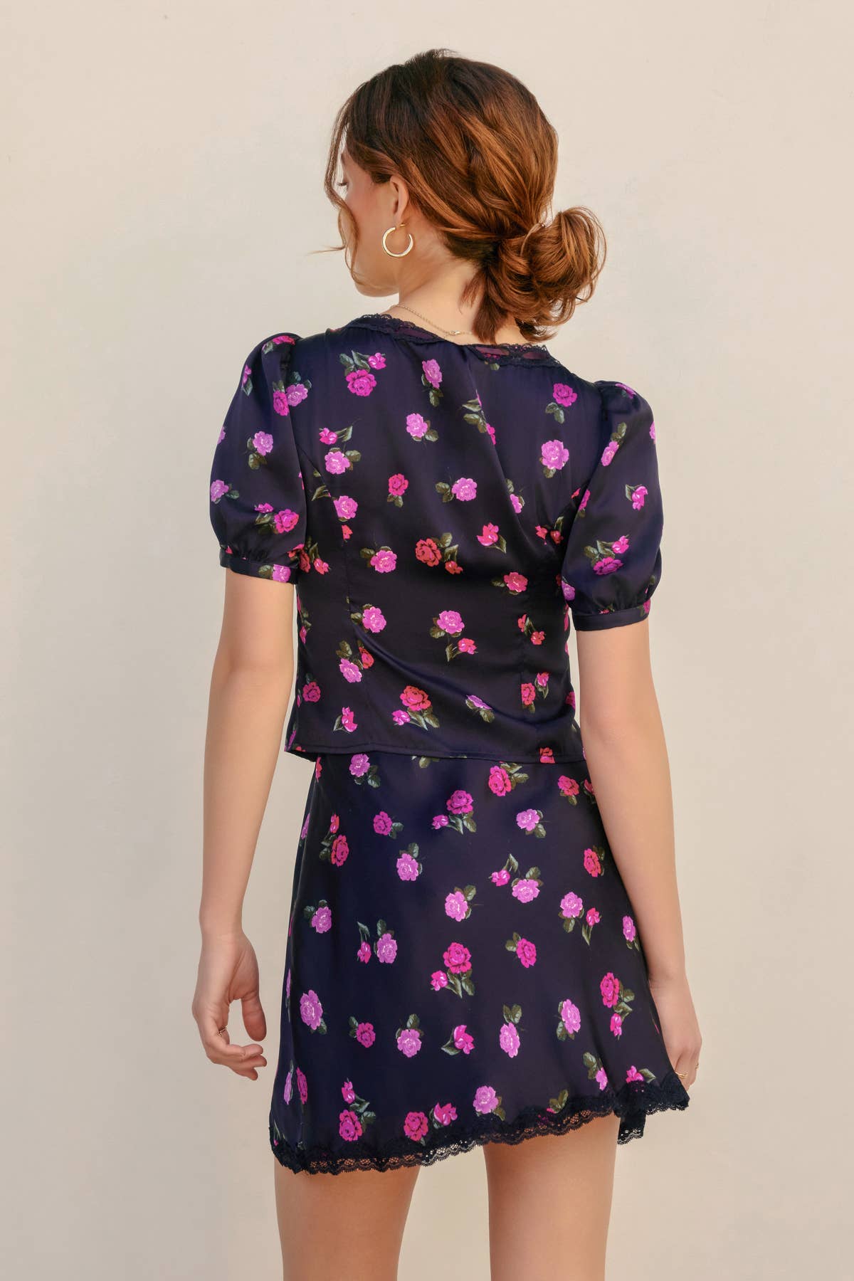 Dress Forum Dark Bloom Balloon Short Sleeves Blouse 2095