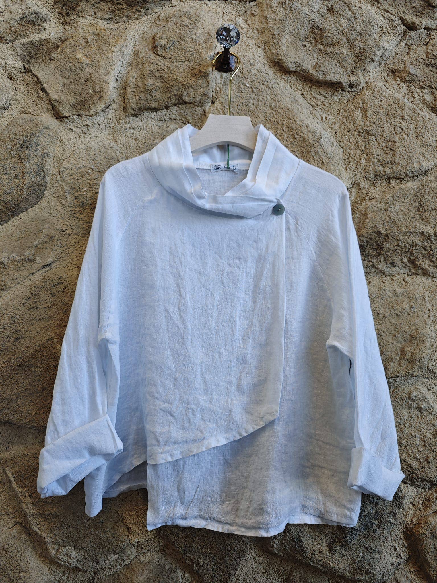 European Linen Long Sleeve Wrap Blouse 095341