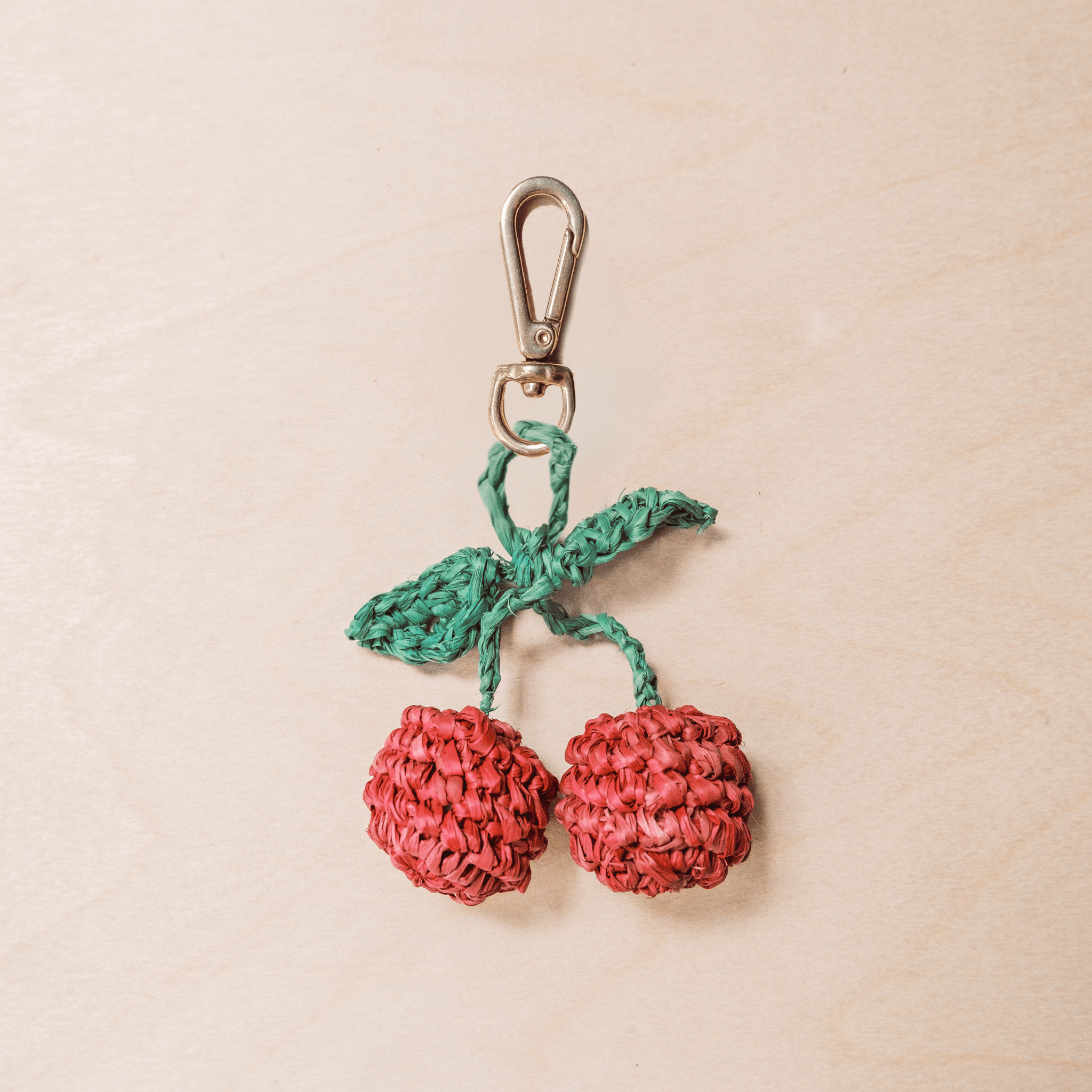 Cherry Raffia Crochet Bag Charm - Handmade Bag Accessory | LIKHÂ