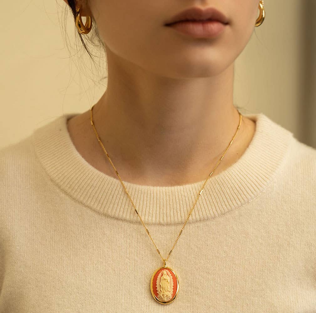 Amano Studio Virgin of Guadalupe Vintage Cameo Necklace