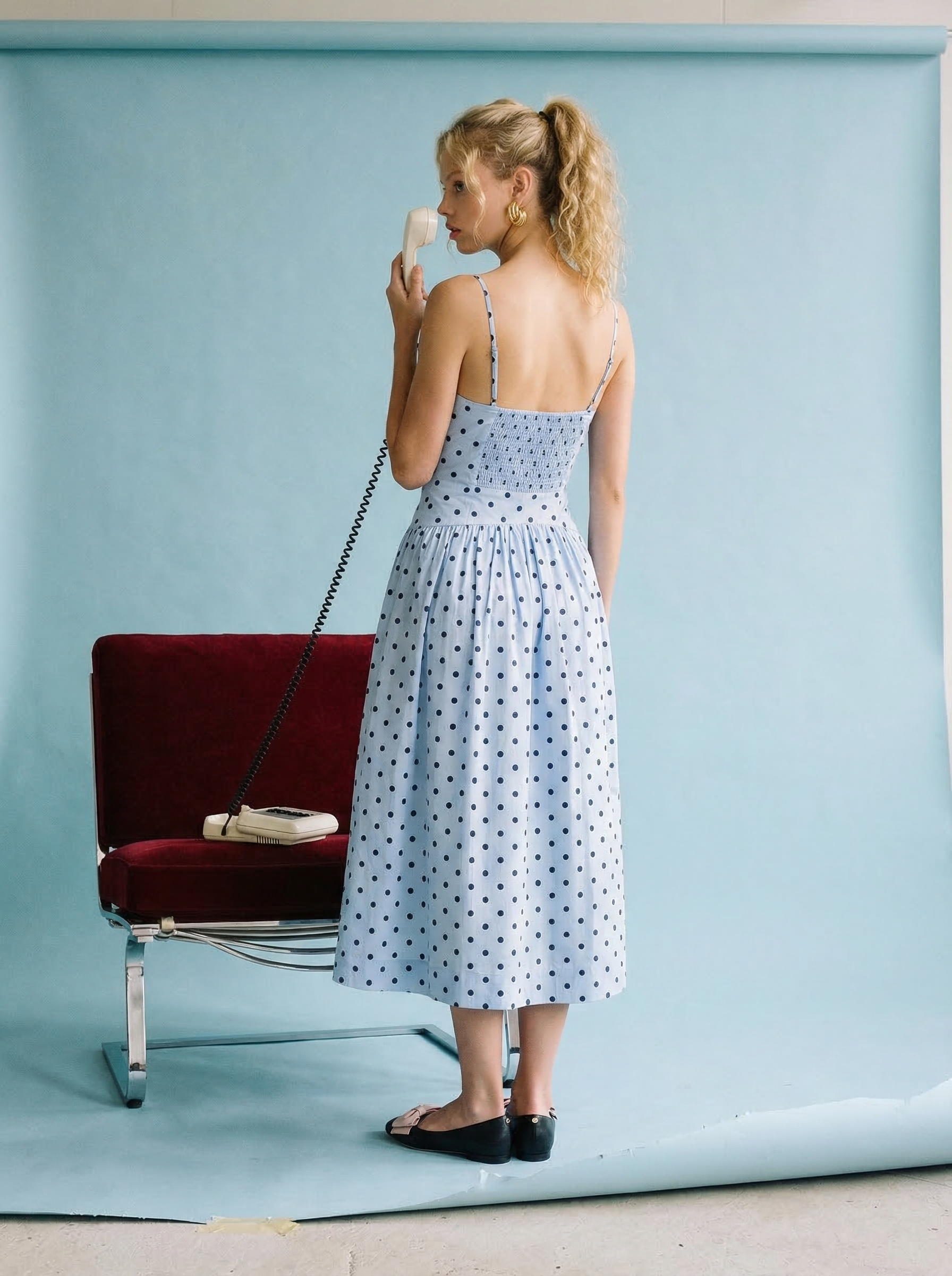Heyson Polka Dot Midi Dress with Bow Details JOD1115
