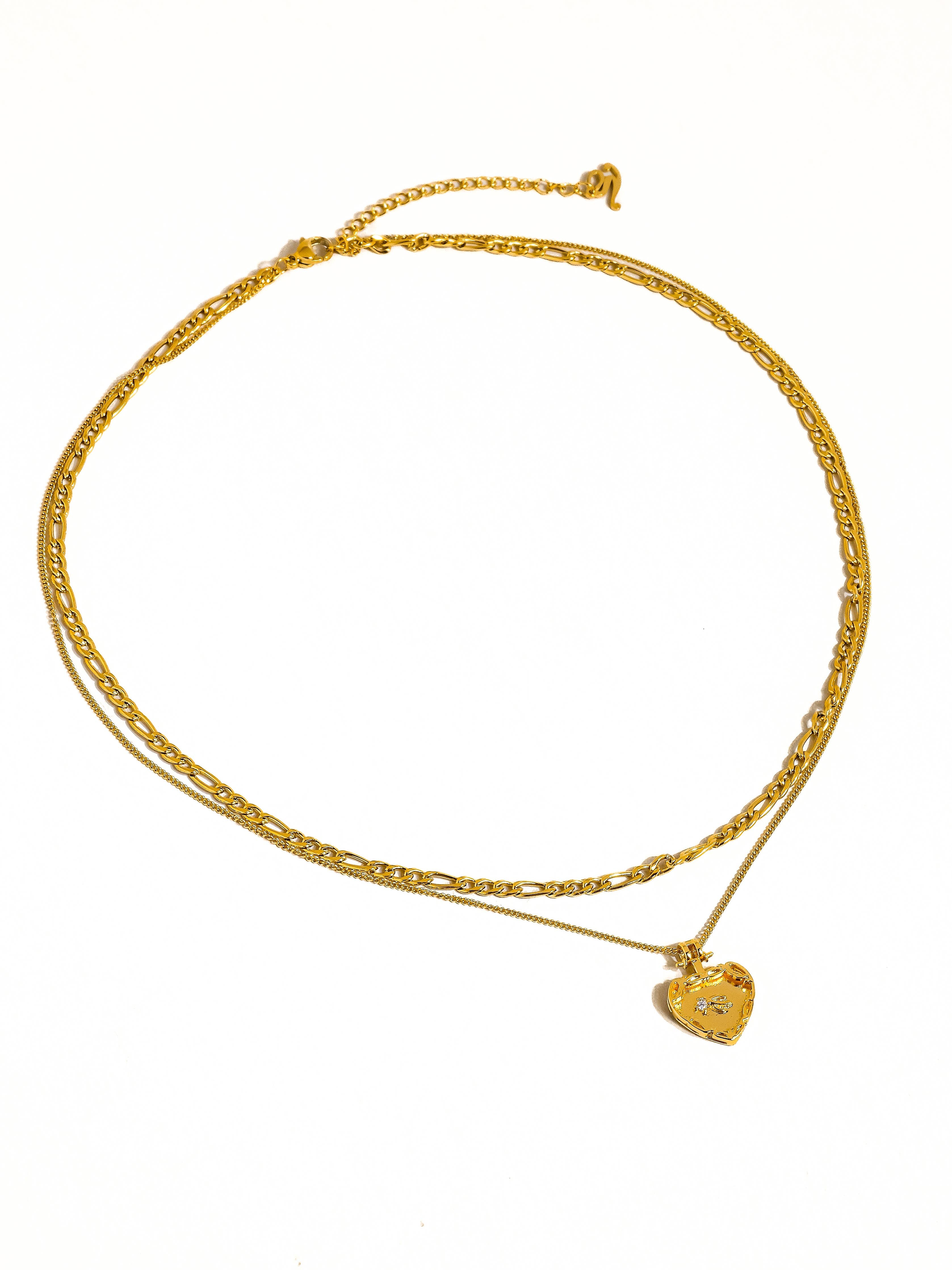 Flanerie Landy 18K Non-Tarnish Layered Heart Chain Necklace