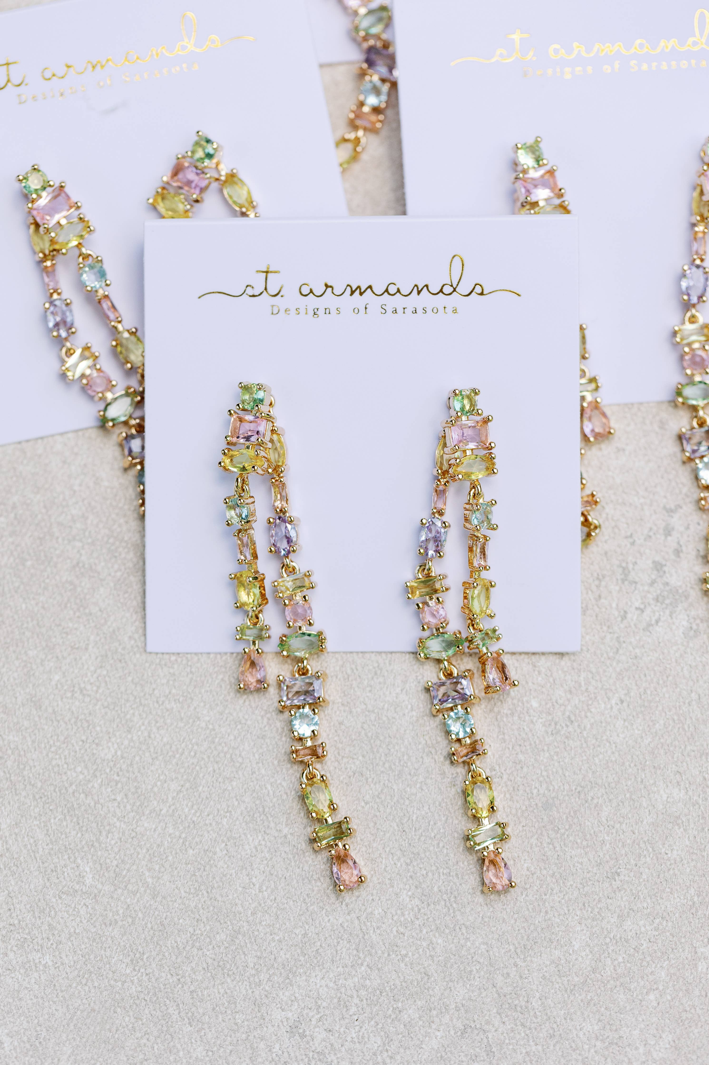 St. Armands Pastel Crystal Layered Duster Earrings