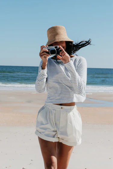 Perfect White Tee Ainsley Brushed Sweater Stripe Long Sleeve Boat Neck Top