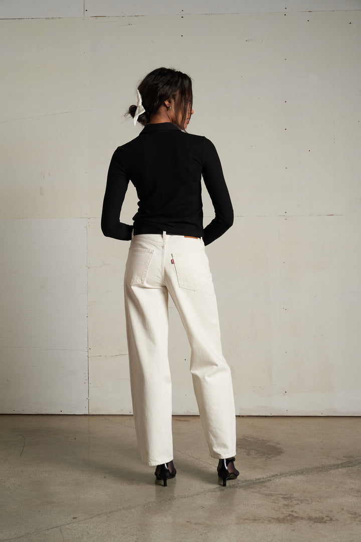 Perfect White Tee Amee Luxe Rib Button Up Polo