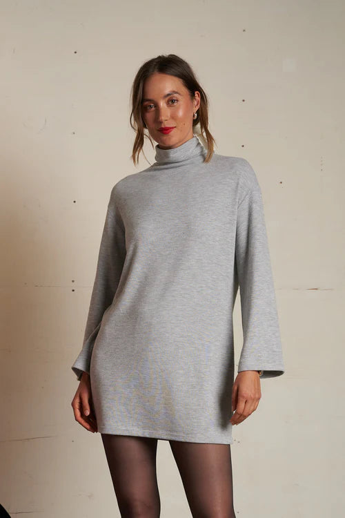 Perfect White Tee Anette Brushed Sweater Mock Neck Dress