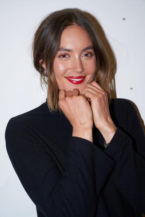 Perfect White Tee Anette Brushed Sweater Mock Neck Dress