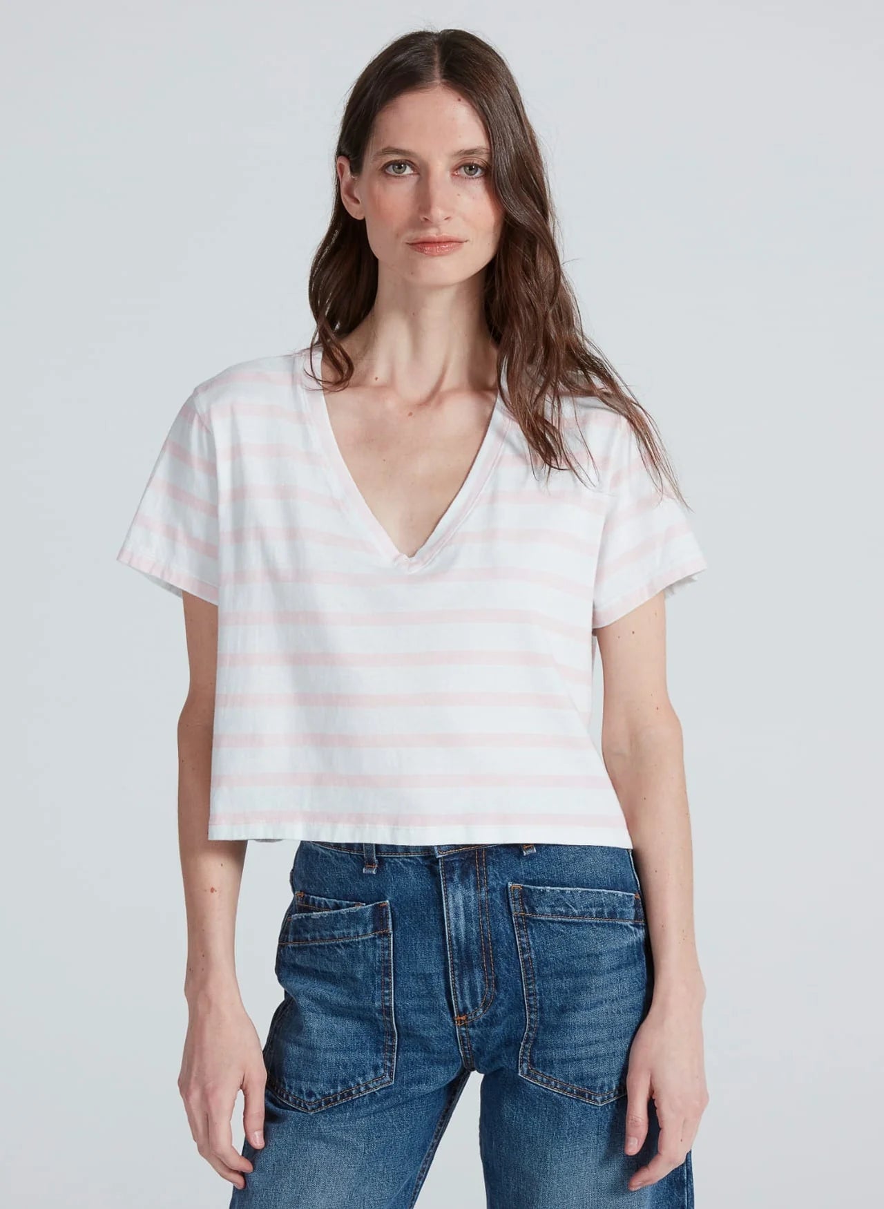 ASKKNY Shrunken V Tee Stripe Pink