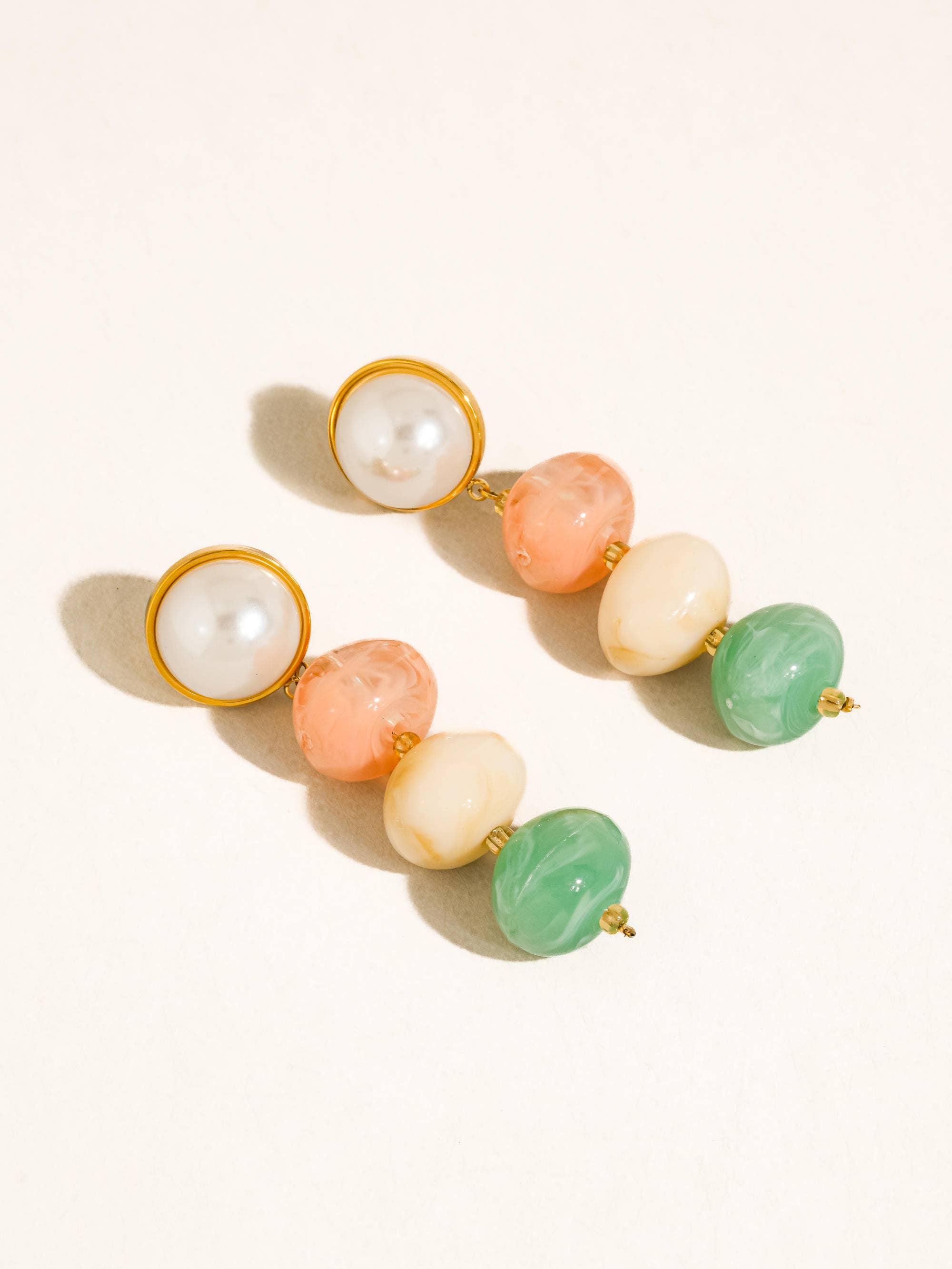 Flânerie Alani 18K Gold Vintage Pastel Beaded Earring
