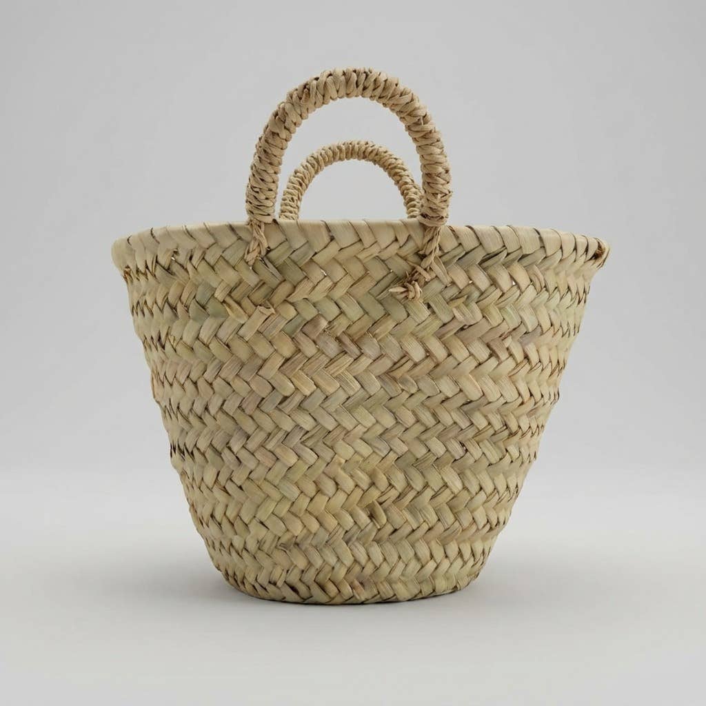 French Basket Bags Natural Handwoven Palm Leaf Market Tote #15