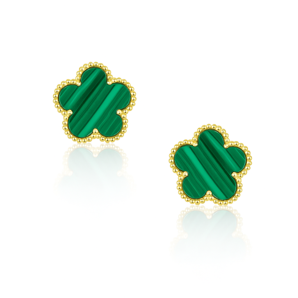 Sahria Adeline Clover Earring in Malachite Green / 15mm