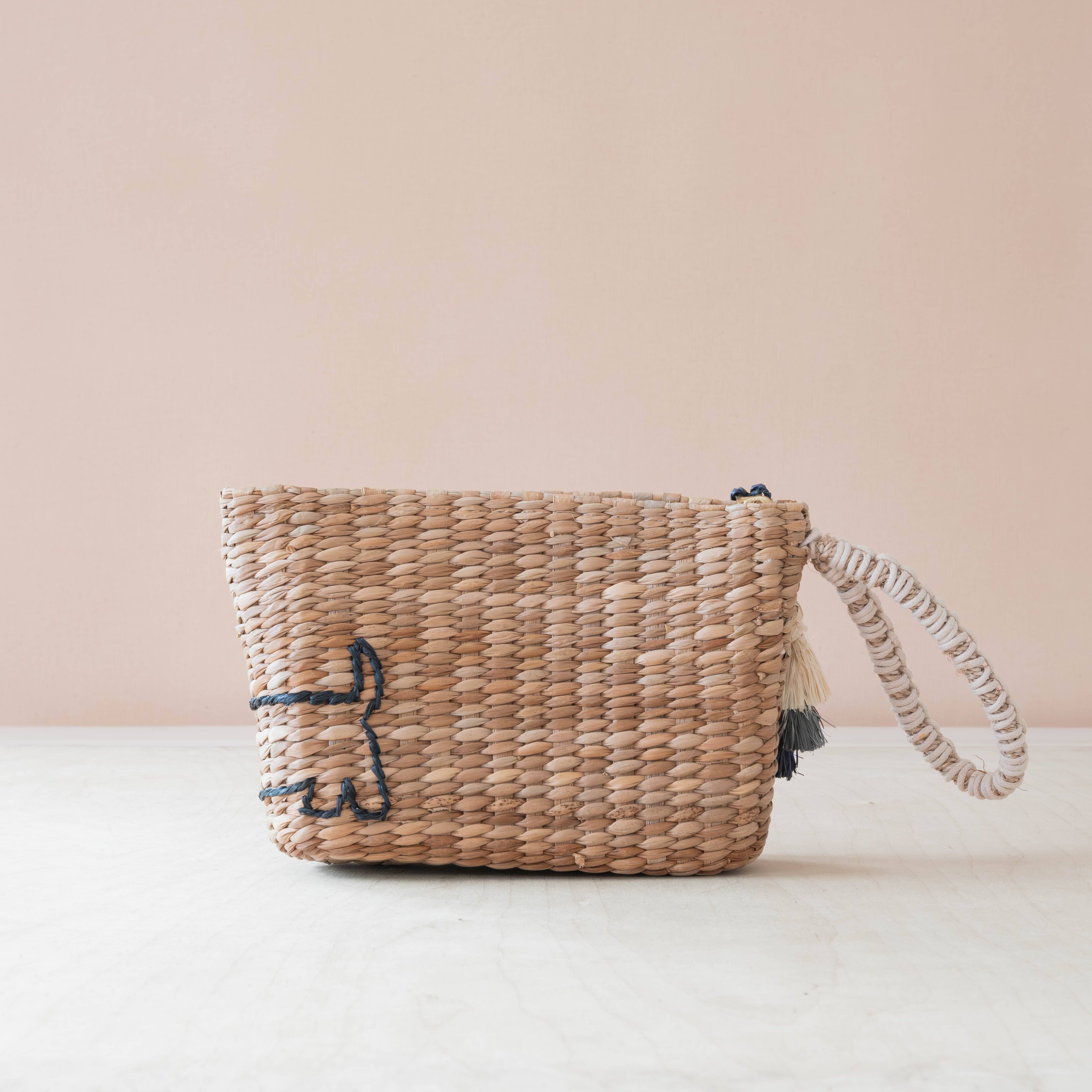 Mini Woven Pouch with Wristlet and Embroidered Dachshund – Handcrafted Wristlet | LIKHÂ