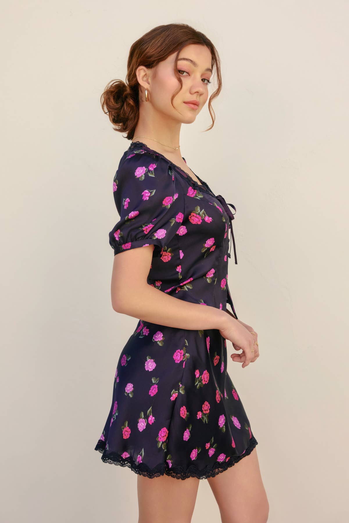 Dress Forum Dark Bloom Balloon Short Sleeves Blouse 2095