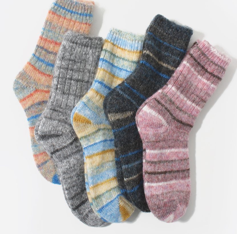 Comfortarians Stripes Wool Socks For Women | Cozy Wool Angora Socks