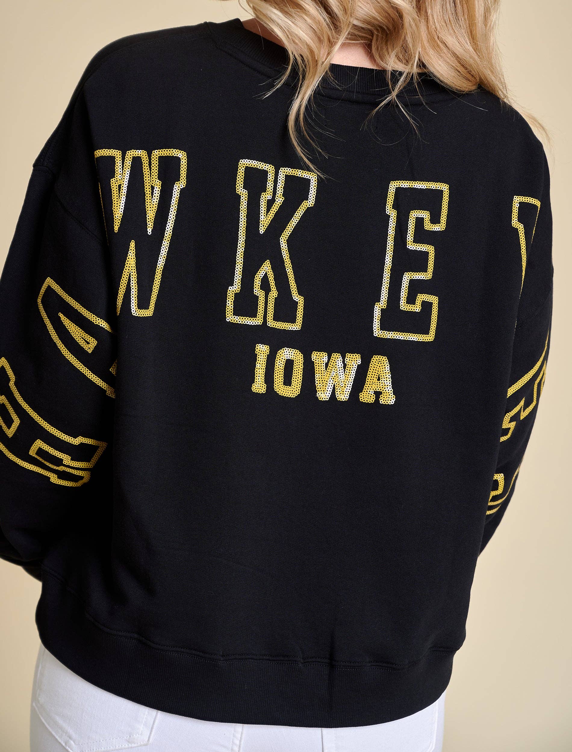 Stewart Simmons Sequin Boxy Iowa Sweatshirt