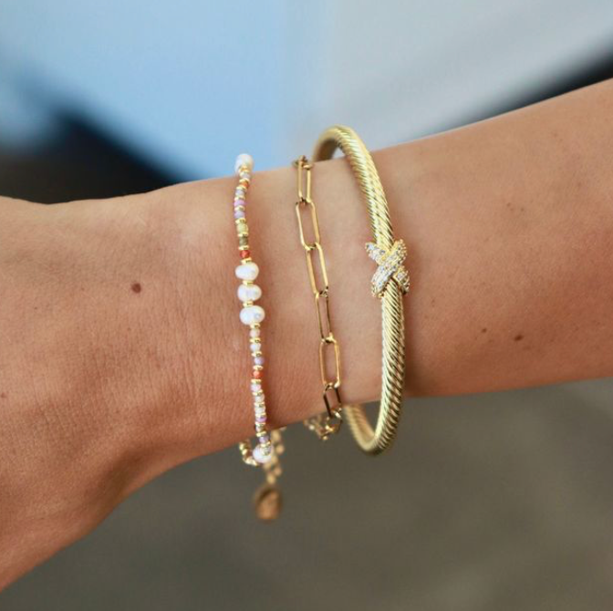 Nikki Smith Gold Criss Cross Bangle