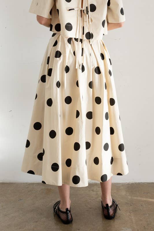 Heyson Polka Dot Pleated Midi Skirt JOS1021