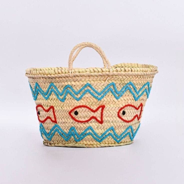 French Market Bags Basket Bag With Fish Embroidery #14
