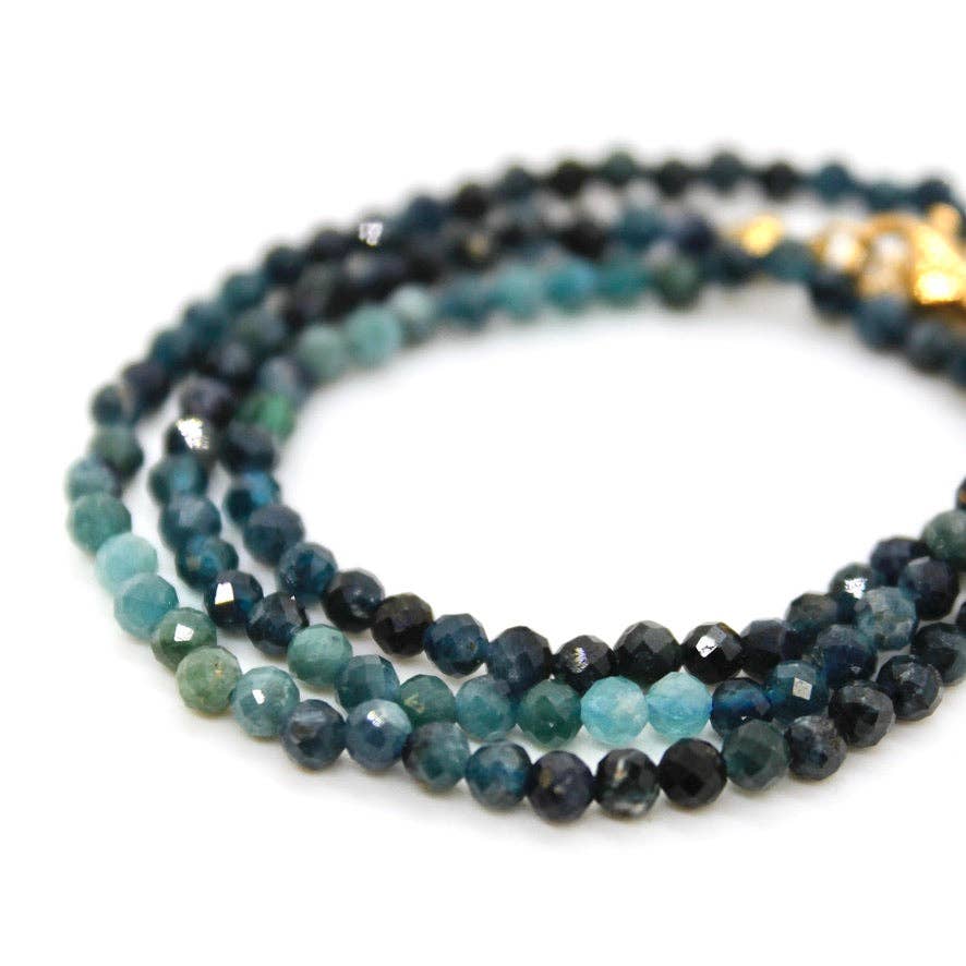 Lizou Gradient Tourmaline Beaded Necklace 16"