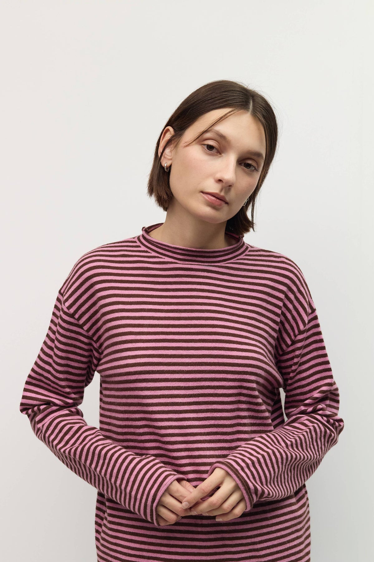 All Row The Cierra Sweater | Striped Mockneck Sweater