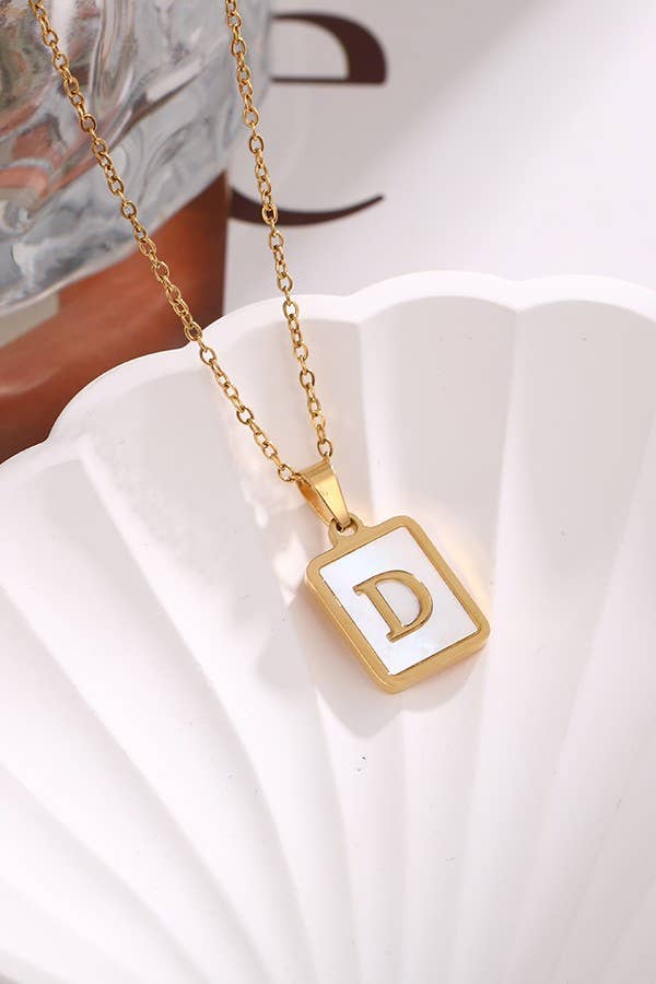 Josslyn MOP Initial Card Necklace 40NK314