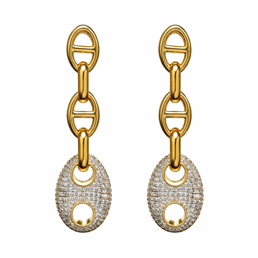 Roxanne Two Tone Pave Drop Earring