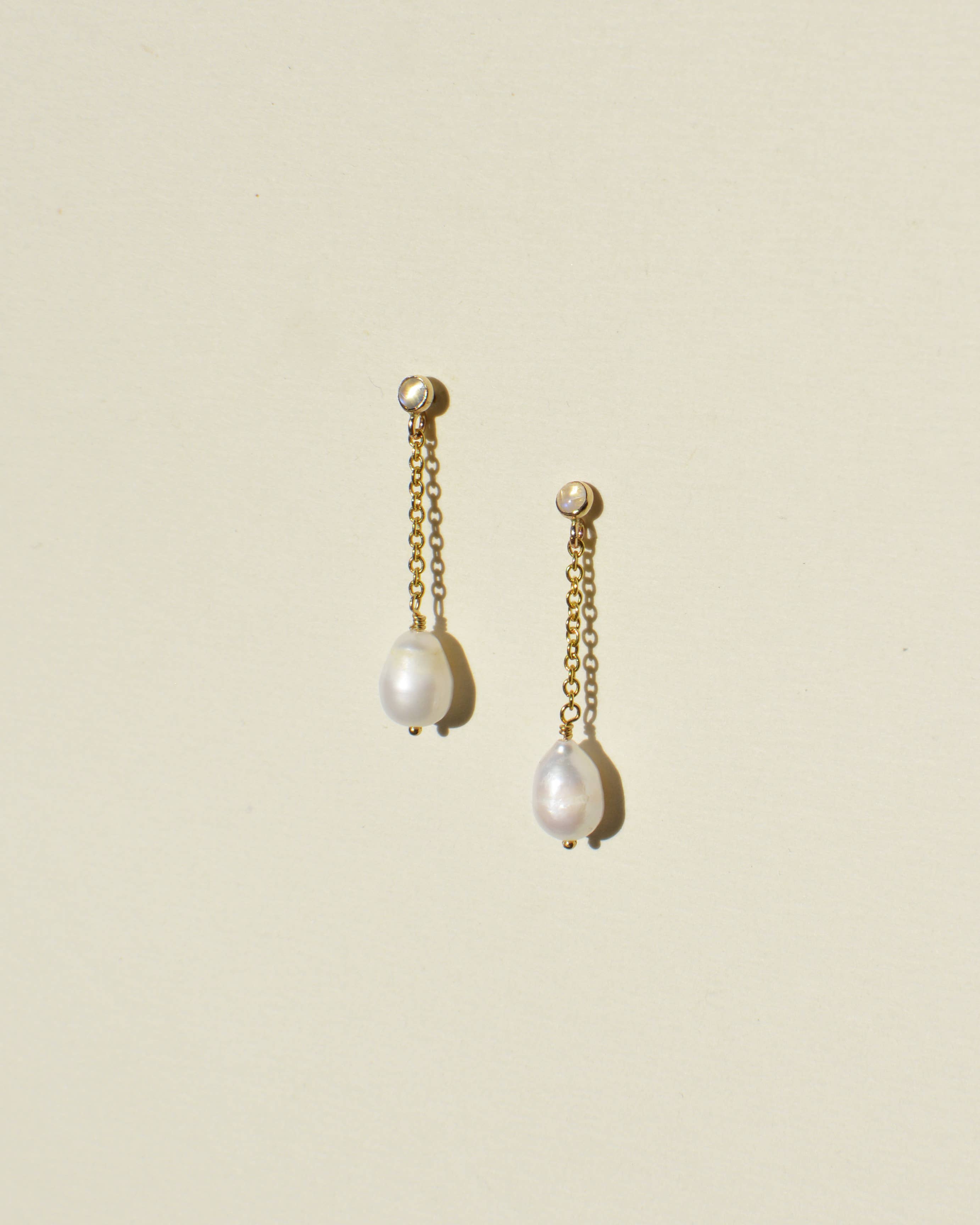 Gem & Blue Moonstone Pearl Drop Earrings