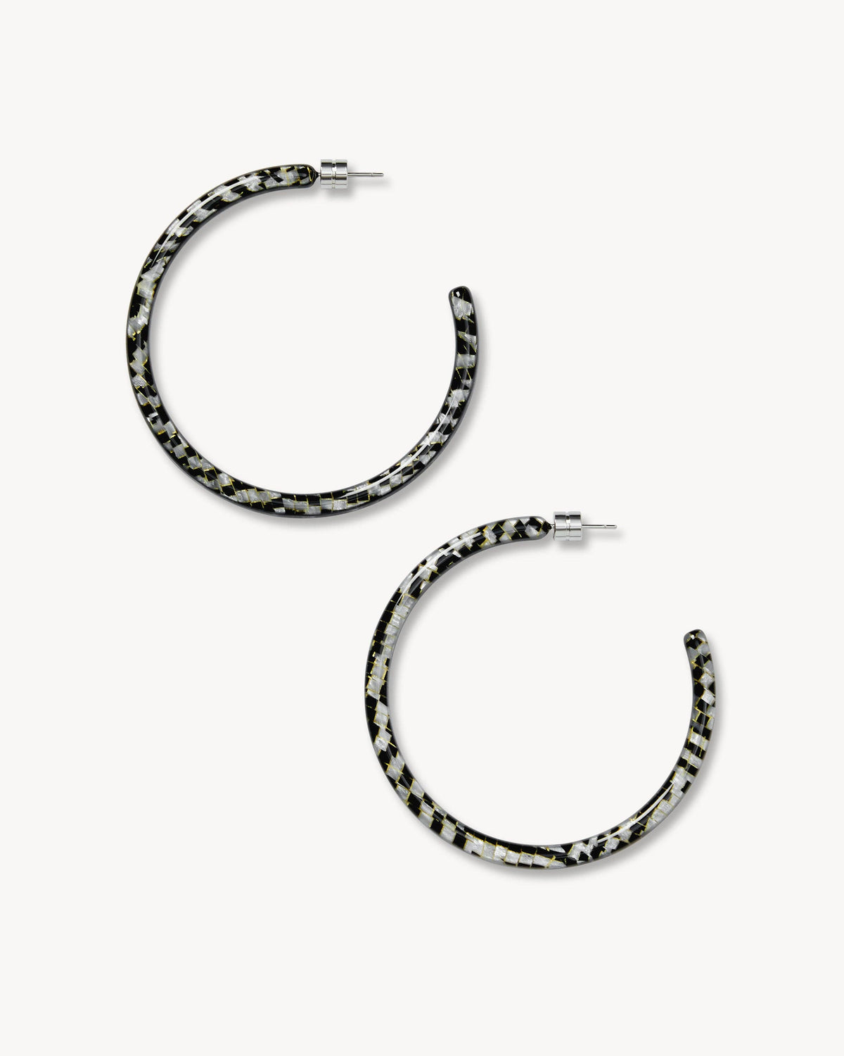 Machete Large Hoops in Perle Noir