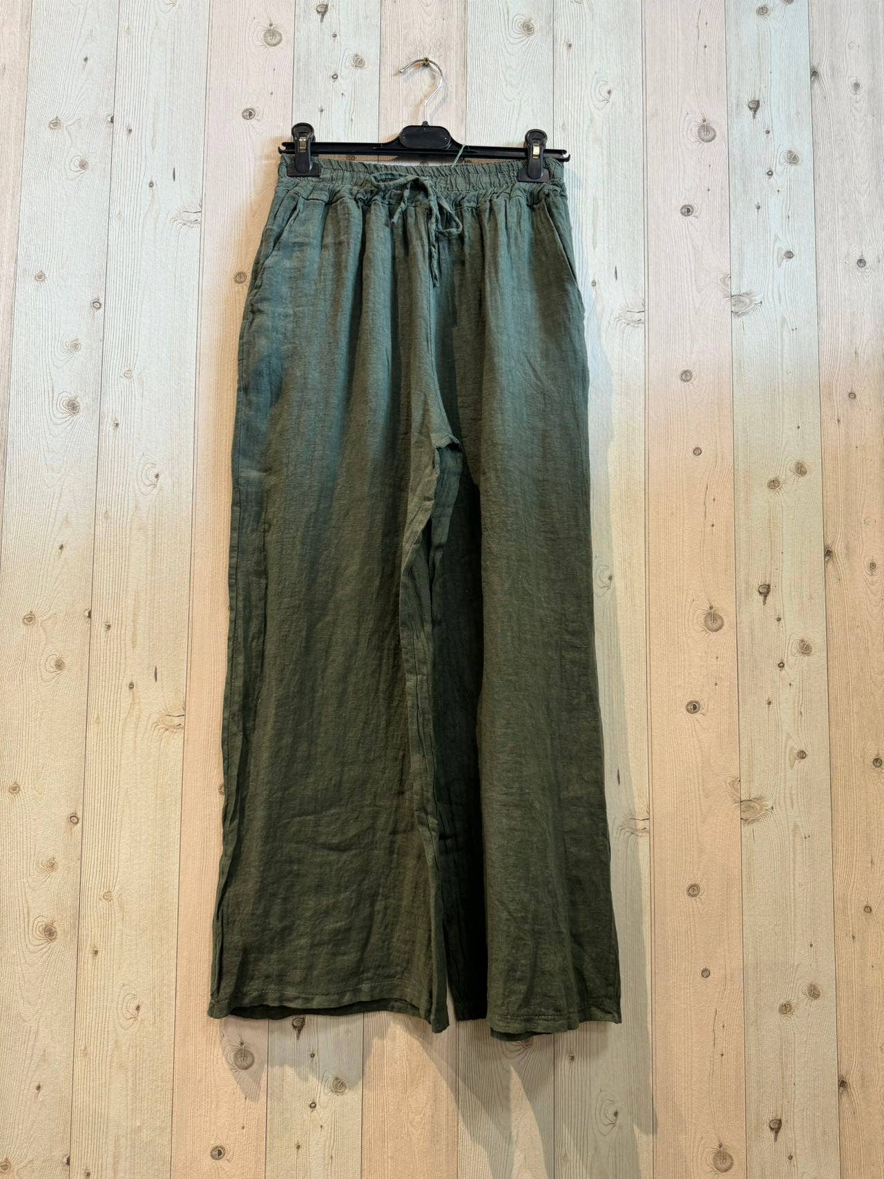 European Linen Straight Leg Pants 15837