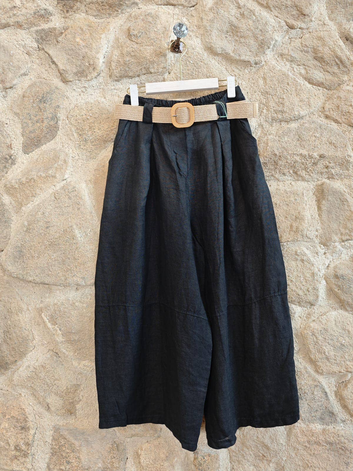 European Linen Pant with Rattan Belt 30589