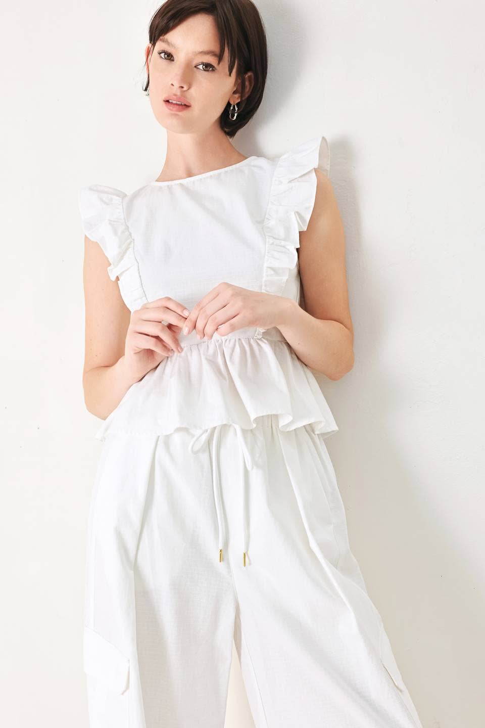 Flying Tomato Solid Woven Top FT1815B-A