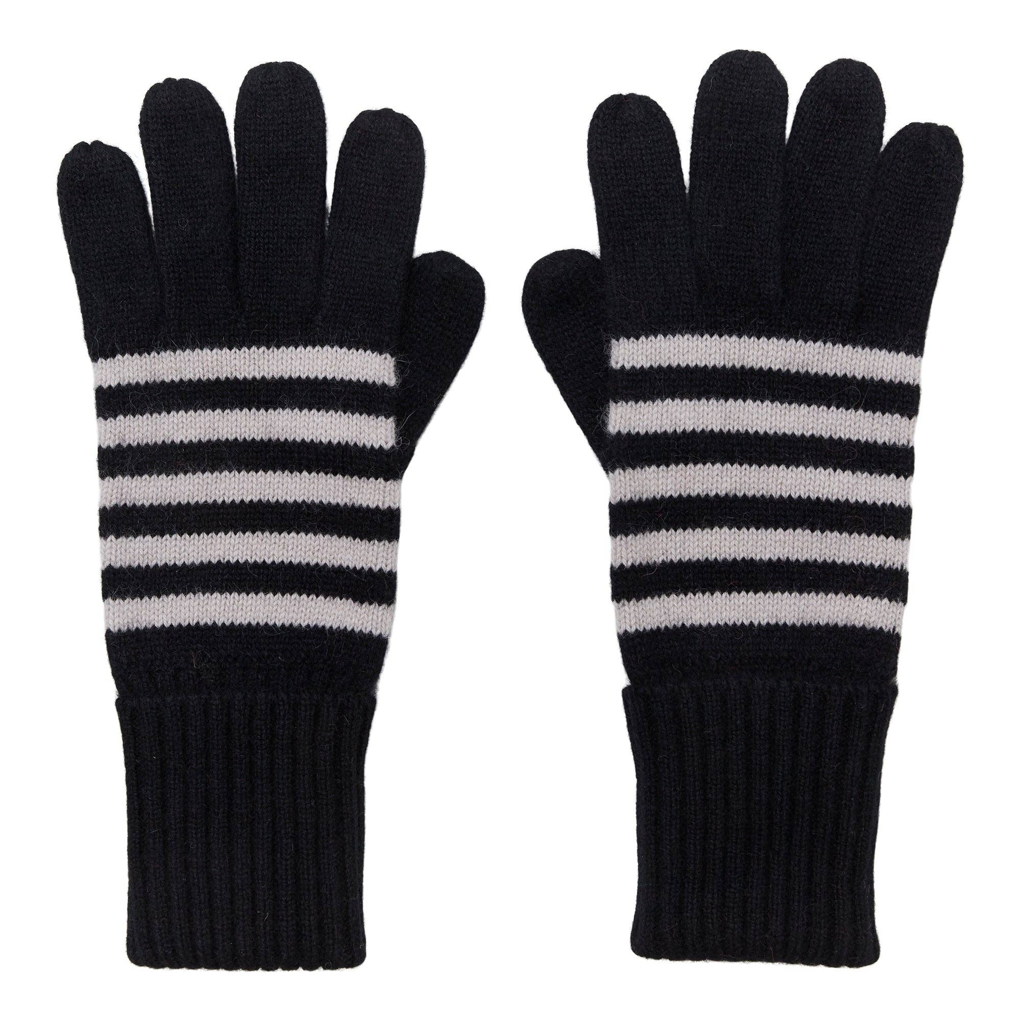 Somerville Breton Cashmere Gloves - Black/Tan